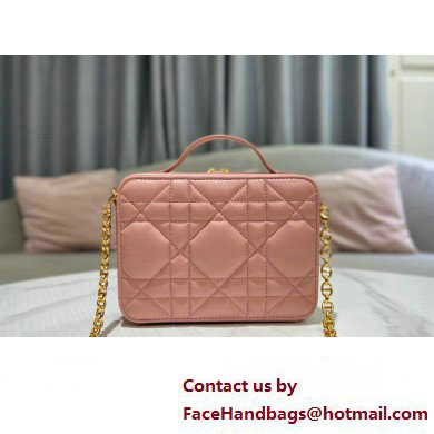 Dior Caro Box Bag in Quilted Macrocannage Calfskin Pink