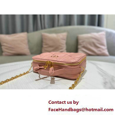 Dior Caro Box Bag in Quilted Macrocannage Calfskin Pink