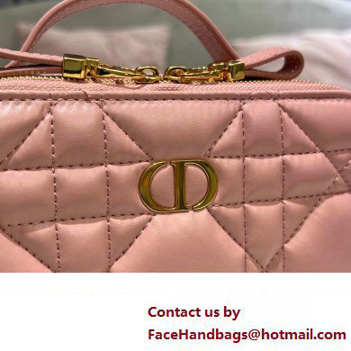 Dior Caro Box Bag in Quilted Macrocannage Calfskin Pink