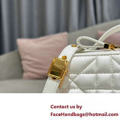 Dior Caro Box Bag in Quilted Macrocannage Calfskin White