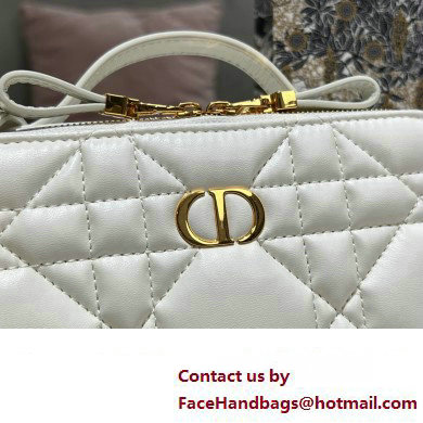 Dior Caro Box Bag in Quilted Macrocannage Calfskin White