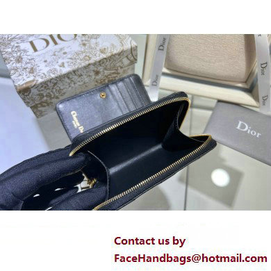 Dior Caro Compact Zipped Wallet in Supple Cannage Calfskin Black