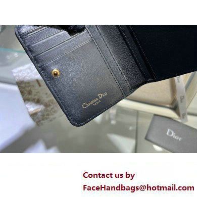 Dior Caro Compact Zipped Wallet in Supple Cannage Calfskin Black