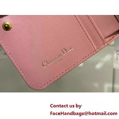 Dior Caro Compact Zipped Wallet in Supple Cannage Calfskin rose des vents