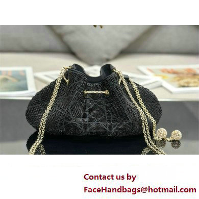 Dior Dream Bucket bag in Cannage Cotton with Bead Embroidery Black 2023