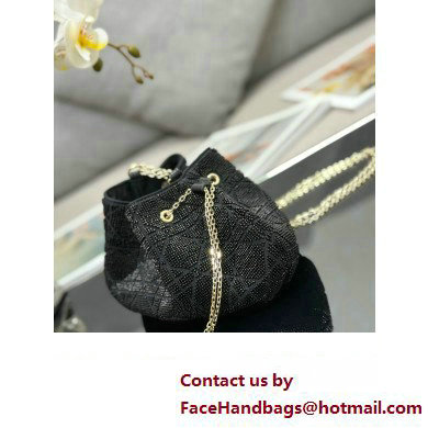 Dior Dream Bucket bag in Cannage Cotton with Bead Embroidery Black 2023