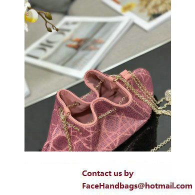 Dior Dream Bucket bag in Cannage Cotton with Bead Embroidery pink 2023