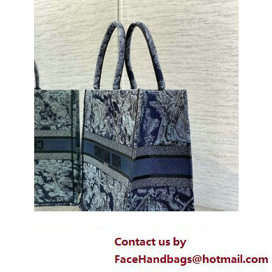 Dior Large Book Tote Bag in Denim Blue Toile de Jouy Embroidery 2023