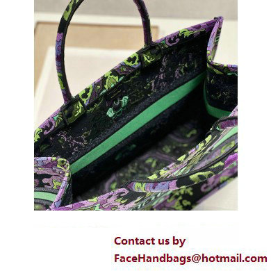 Dior Large Book Tote Bag in Multicolor Dior Indian Purple Embroidery 2023