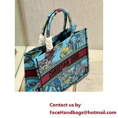 Dior Medium Book Tote Bag in Multicolor Toile de Jouy Voyage Embroidery Blue