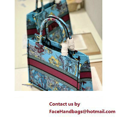 Dior Medium Book Tote Bag in Multicolor Toile de Jouy Voyage Embroidery Blue