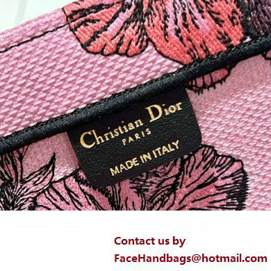 Dior Medium Book Tote Bag in Multicolor Toile de Jouy Voyage Embroidery Pink