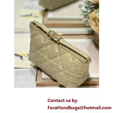 Dior Medium DiorTravel Nomad Pouch bag in Macrocannage Calfskin Beige - Click Image to Close