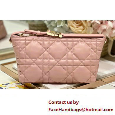 Dior Medium DiorTravel Nomad Pouch bag in Macrocannage Calfskin Pink