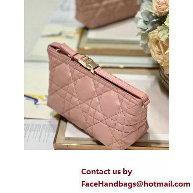 Dior Medium DiorTravel Nomad Pouch bag in Macrocannage Calfskin Pink