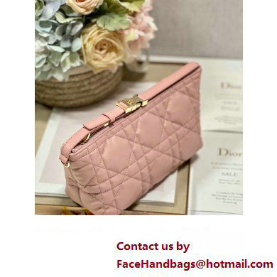 Dior Medium DiorTravel Nomad Pouch bag in Macrocannage Calfskin Pink