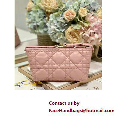 Dior Medium DiorTravel Nomad Pouch bag in Macrocannage Calfskin Pink