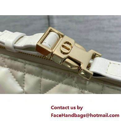 Dior Medium DiorTravel Nomad Pouch bag in Macrocannage Calfskin White/gold