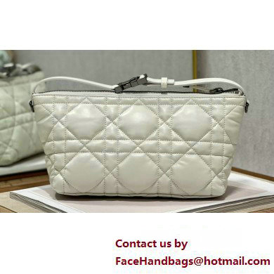 Dior Medium DiorTravel Nomad Pouch bag in Macrocannage Calfskin White/silver - Click Image to Close