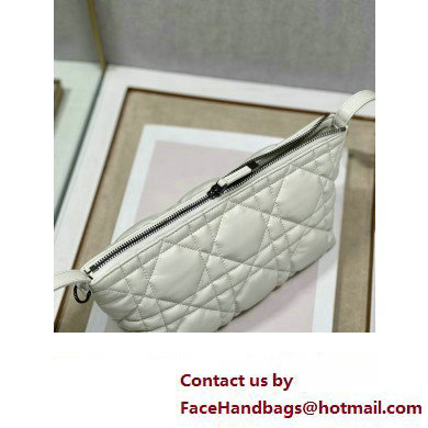 Dior Medium DiorTravel Nomad Pouch bag in Macrocannage Calfskin White/silver