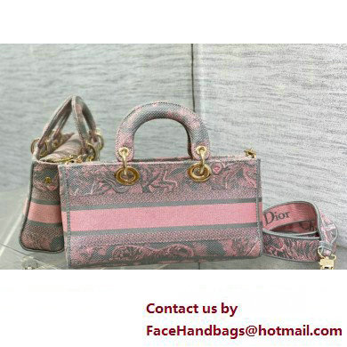 Dior Medium Lady D-Joy Bag in Gray and Pink Toile de Jouy Reverse Embroidery