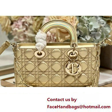 Dior Medium Lady D-Joy Bag in Iridescent and Cannage Lambskin Gold - Click Image to Close