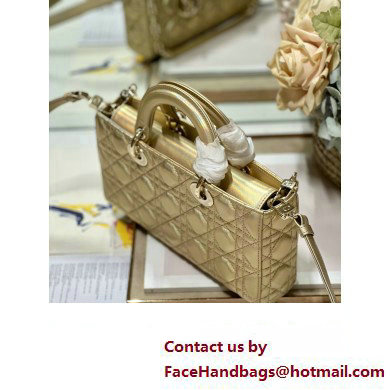 Dior Medium Lady D-Joy Bag in Iridescent and Cannage Lambskin Gold