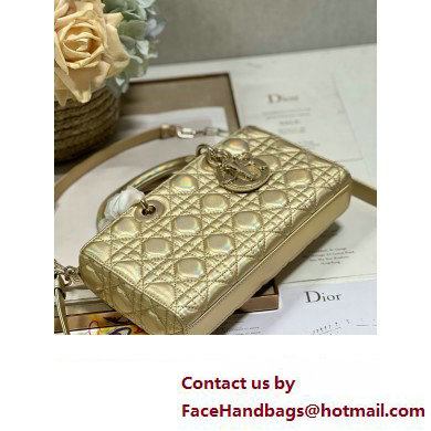 Dior Medium Lady D-Joy Bag in Iridescent and Cannage Lambskin Gold