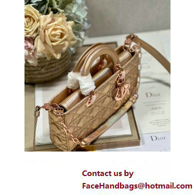 Dior Medium Lady D-Joy Bag in Iridescent and Cannage Lambskin Pink Gold