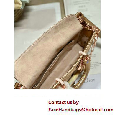 Dior Medium Lady D-Joy Bag in Iridescent and Cannage Lambskin Pink Gold