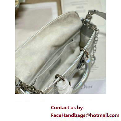 Dior Medium Lady D-Joy Bag in Iridescent and Cannage Lambskin Silver