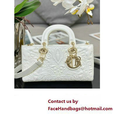 Dior Medium Lady D-Joy Bag in Latte Quilted-Effect Lambskin with Ornamental Motif 2023