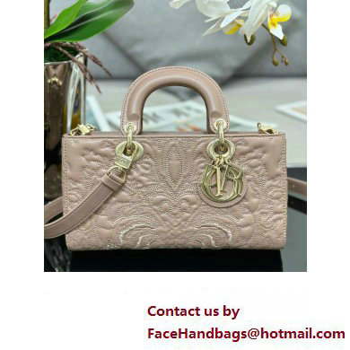 Dior Medium Lady D-Joy Bag in pink Quilted-Effect Lambskin with Ornamental Motif 2023