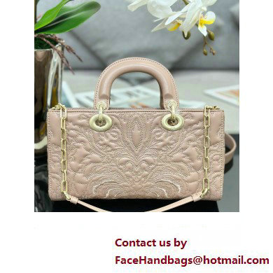 Dior Medium Lady D-Joy Bag in pink Quilted-Effect Lambskin with Ornamental Motif 2023