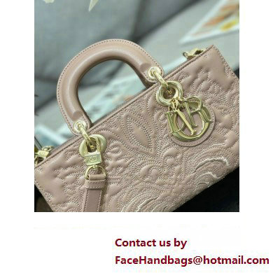 Dior Medium Lady D-Joy Bag in pink Quilted-Effect Lambskin with Ornamental Motif 2023