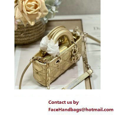 Dior Micro Lady D-Joy Bag in Iridescent and Cannage Lambskin Gold