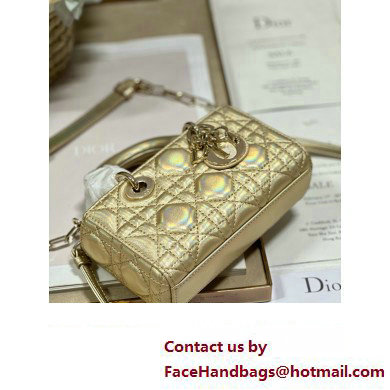 Dior Micro Lady D-Joy Bag in Iridescent and Cannage Lambskin Gold