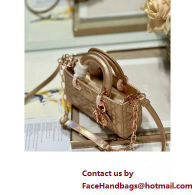 Dior Micro Lady D-Joy Bag in Iridescent and Cannage Lambskin Pink Gold