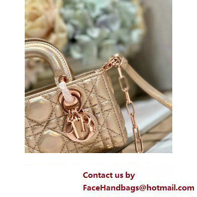 Dior Micro Lady D-Joy Bag in Iridescent and Cannage Lambskin Pink Gold