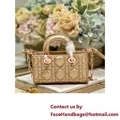 Dior Micro Lady D-Joy Bag in Iridescent and Cannage Lambskin Pink Gold