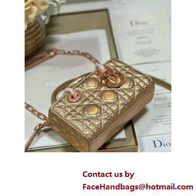 Dior Micro Lady D-Joy Bag in Iridescent and Cannage Lambskin Pink Gold