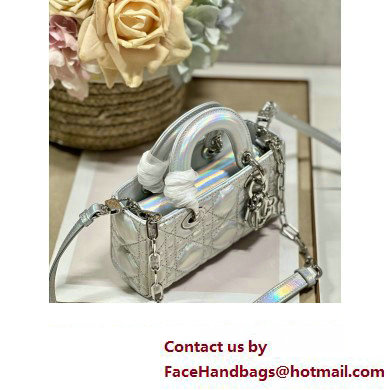 Dior Micro Lady D-Joy Bag in Iridescent and Cannage Lambskin Silver - Click Image to Close