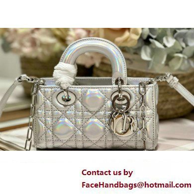 Dior Micro Lady D-Joy Bag in Iridescent and Cannage Lambskin Silver