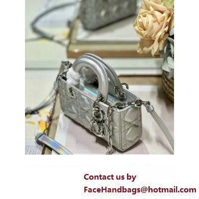 Dior Micro Lady D-Joy Bag in Iridescent and Cannage Lambskin Silver