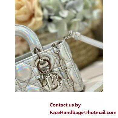 Dior Micro Lady D-Joy Bag in Iridescent and Cannage Lambskin Silver