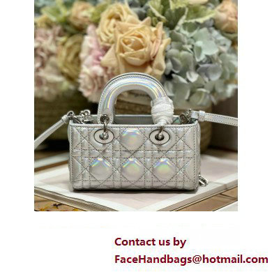 Dior Micro Lady D-Joy Bag in Iridescent and Cannage Lambskin Silver