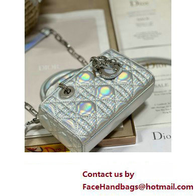 Dior Micro Lady D-Joy Bag in Iridescent and Cannage Lambskin Silver