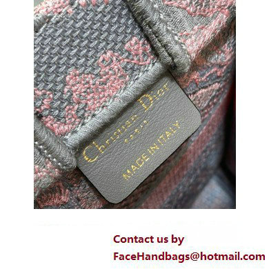 Dior Mini Dioriviera Book Tote Phone Bag in Gray and Pink Toile de Jouy Reverse Embroidery