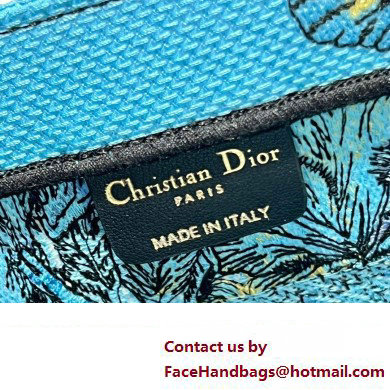 Dior Small Book Tote Bag in Multicolor Toile de Jouy Voyage Embroidery Blue