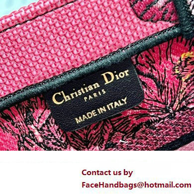 Dior Small Book Tote Bag in Multicolor Toile de Jouy Voyage Embroidery Fuchsia